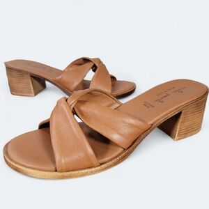 Mila Paoli Leather Women's Sandals Size 41 Block Heel